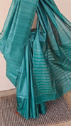 Peacock green tussar silk saree - 3754