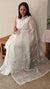 Milky white crushed organza saree