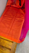 Pink and orange muslin saree