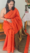 Burnt orange matka silk saree