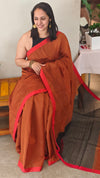 Brown Muslin silk saree
