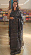 Black lined tussar silk saree