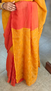 Mustard and rust orange viscoe organza saree