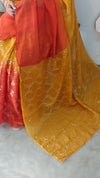 Mustard and rust orange viscoe organza saree