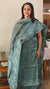Teal green tussar silk embroidered suit - LV677