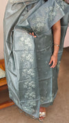 Teal green tussar silk embroidered suit - LV677