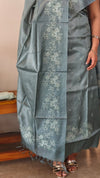 Teal green tussar silk embroidered suit - LV677