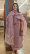 Lavender linen chanderi salwar suit