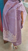 Lavender linen chanderi salwar suit