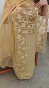 beige linen chanderi salwar suit