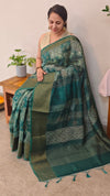 Green printed chanderi banarasi saree