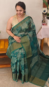 Green printed chanderi banarasi saree