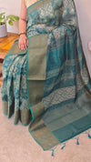 Green printed chanderi banarasi saree