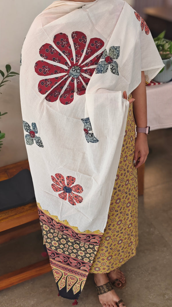 Mustard ajrakh printed cotton suit