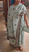 Teal green printed hakoba suit