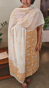 Mustard and white cotton block printed suit