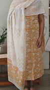 Mustard and white cotton block printed suit