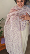 Off white and lavender net kota suit