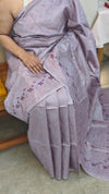 Lavender tussar silk saree