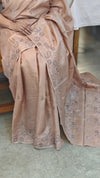 Nude pink lined noil tussar silk saree
