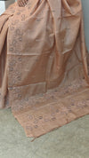Nude pink lined noil tussar silk saree
