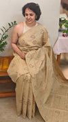 Beige semi tussar silk saree