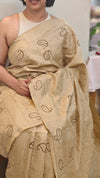 Beige semi tussar silk saree