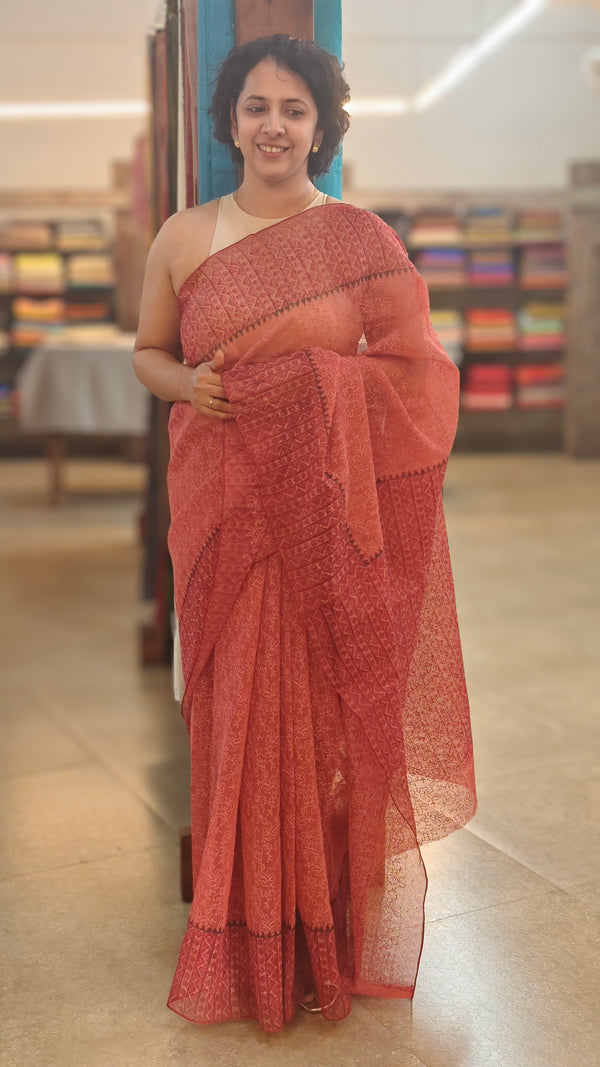 Dark pink tepchi kota saree