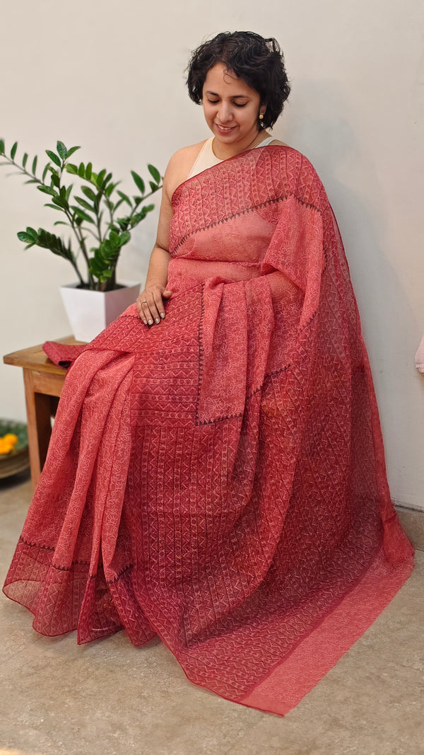 Dark pink tepchi kota saree