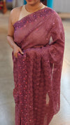 Dark mauve tepchi kota saree - V1099