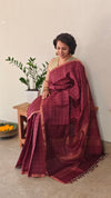 Burgundy desi tussar silk saree