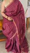 Burgundy desi tussar silk saree