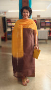 Dark brown and mustard embroidered suit