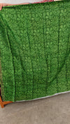 Block printed mauve and green tussar silk suit