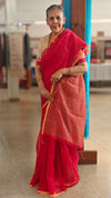 Red bengal muslin cotton saree