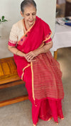 Red bengal muslin cotton saree