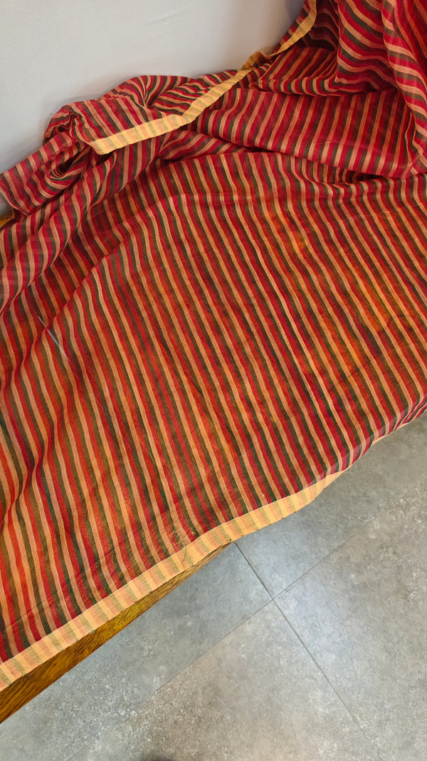 Red bengal muslin cotton saree