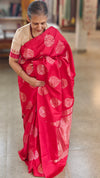 Cherry red soft silk kanchipuram saree