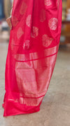 Cherry red soft silk kanchipuram saree