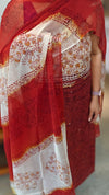 Rust orange and cream block printed suit