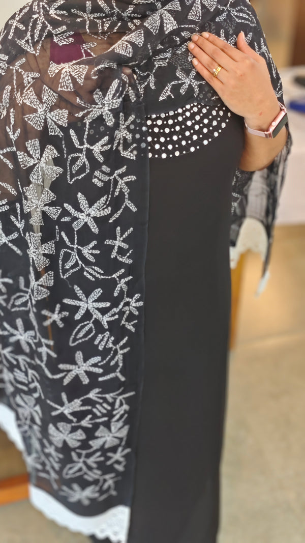 Black georgette embroidered suit