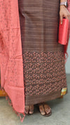 Brown and dark peach semi suit suit