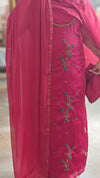 Dark red satin salwar suit
