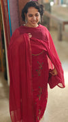 Dark red satin salwar suit