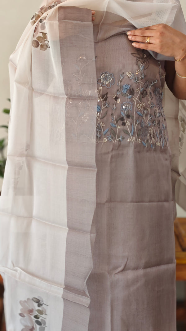 Grey shade organza salwar suit