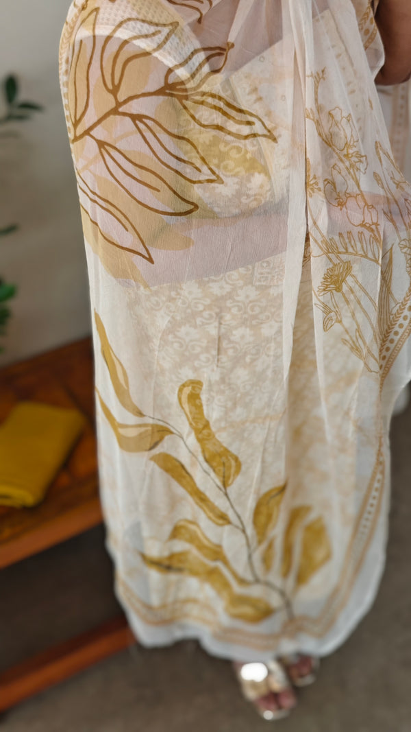 Mustard printed cotton suit
