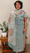 Blue Tissue linen embroidered suit - TSL42
