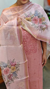 Pink tissue linen embroidered suit - TSL42
