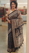 Black blended chanderi saree