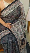Black blended chanderi saree